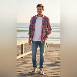 J CREW Plaid Indian Madras Button Down Shirt | Medium |